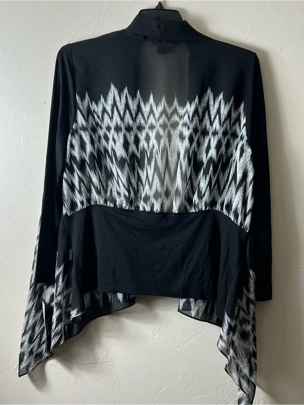 Sunny Leigh  Print Sheer Open Front Waterfall Cardigan Long Sleeve Size 1X